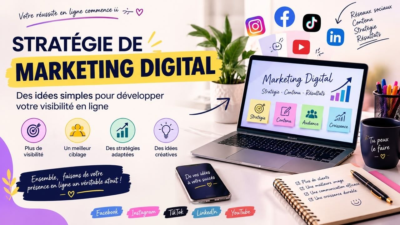 Je vais vous aider à développer votre stratégie de marketing digital et votre visibilité en ligne