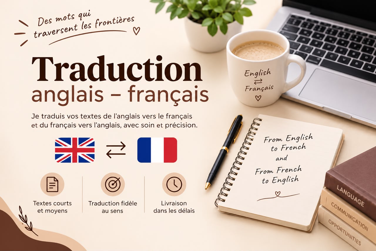 Je vais traduire vos textes de l'anglais vers le français