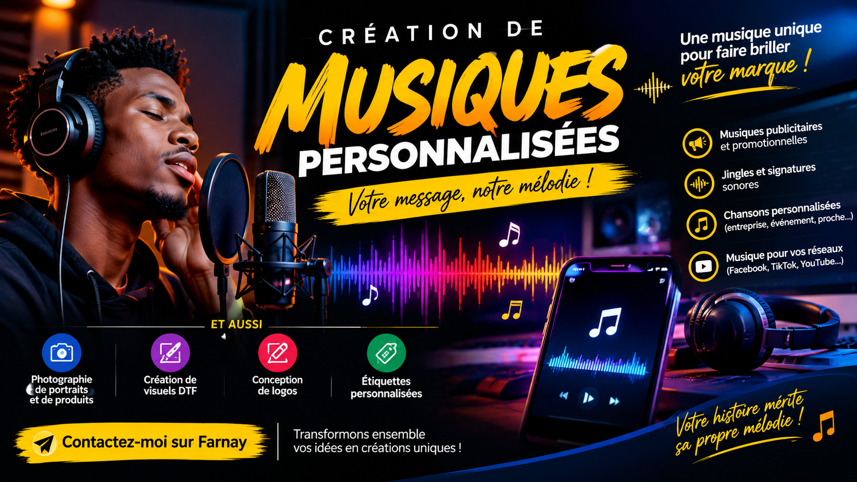 Je vais « Offrir une chanson unique à une personne que vous aimez, ou faites entendre votre marque avec un jingle créé spécialement