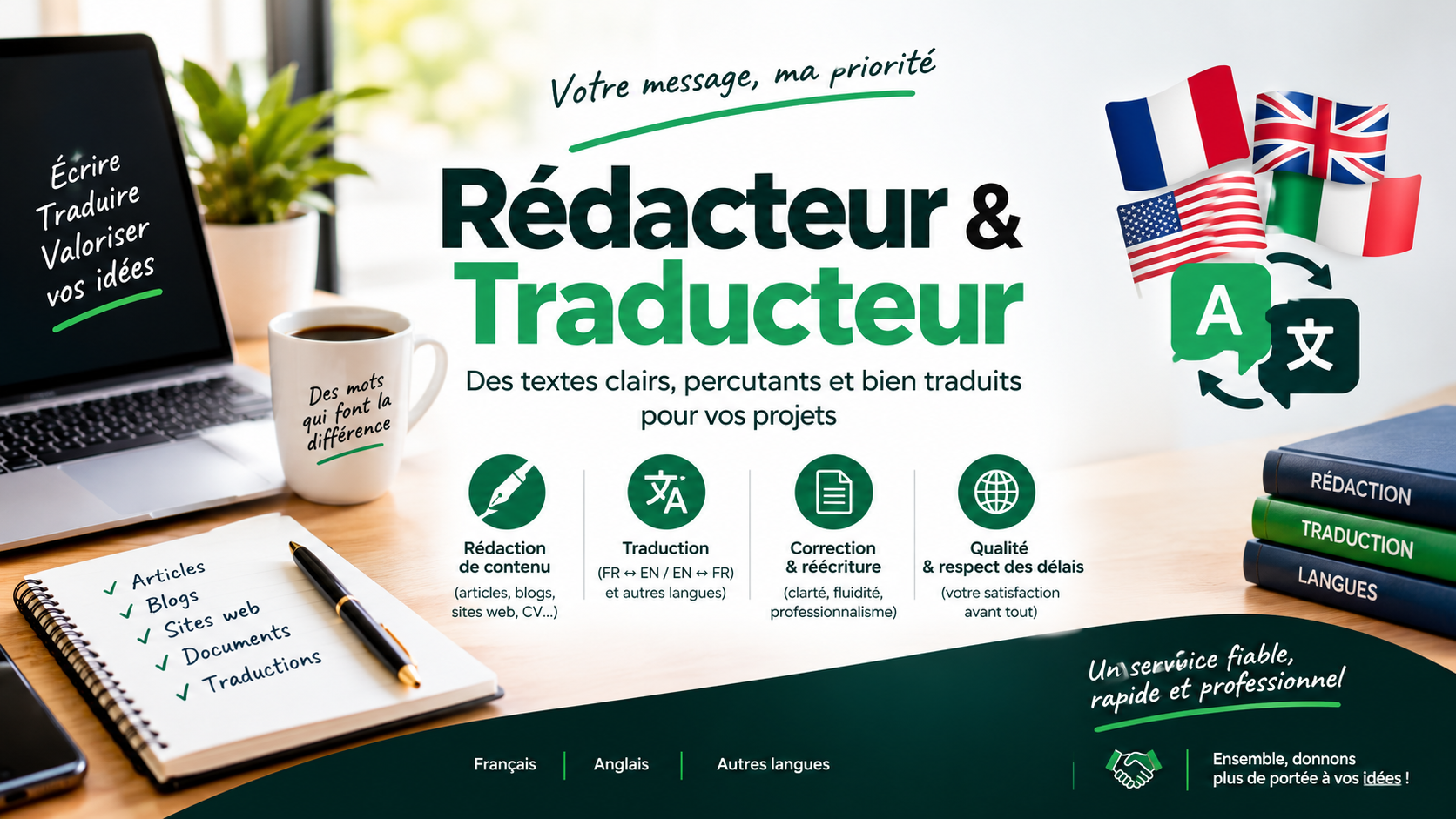 Je vais rédiger les textes de votre site web