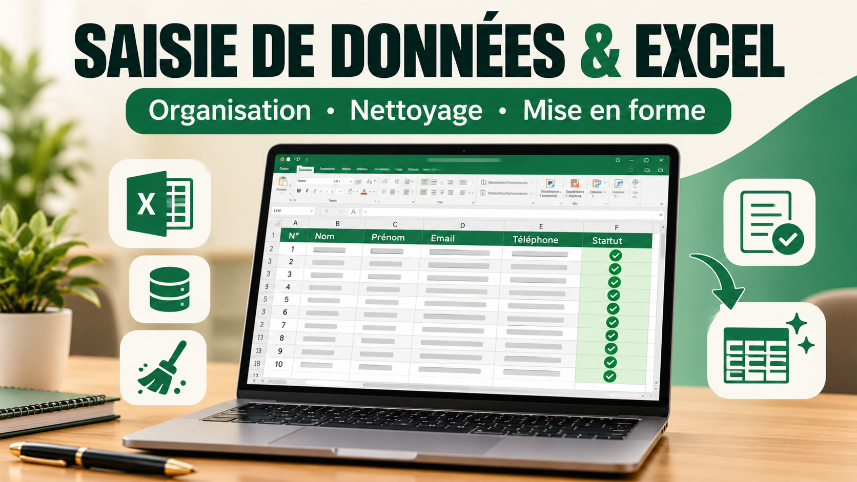Je vais saisir et organiser vos données dans Excel