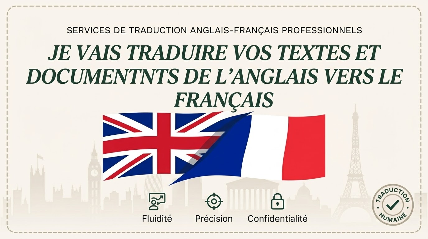 Je vais Traduire vos textes et documents de l'anglais vers le français