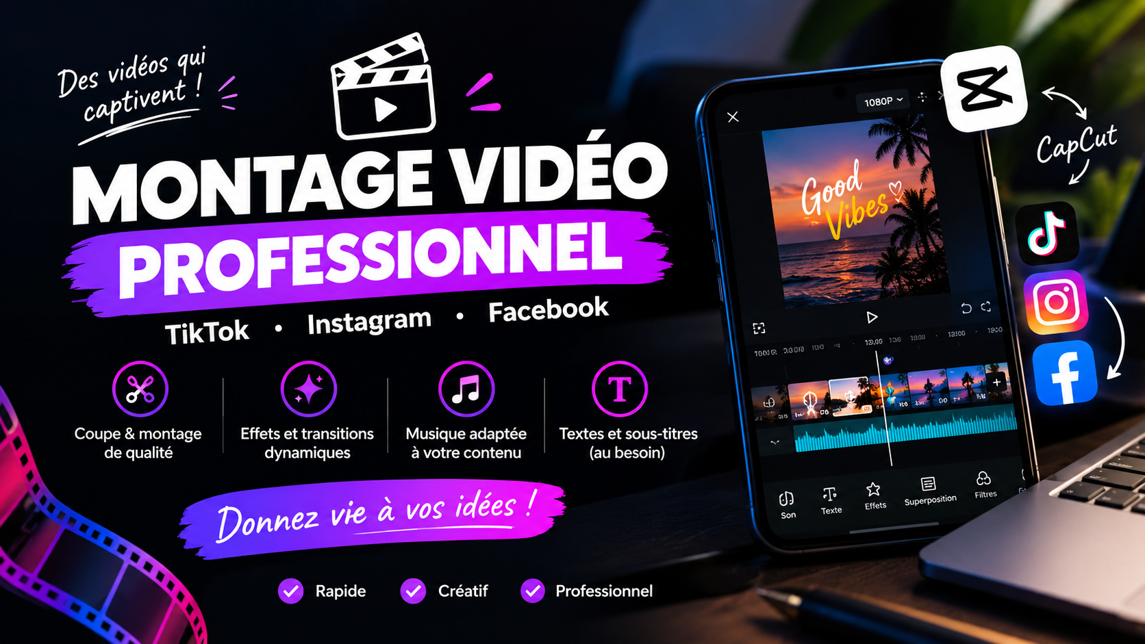 Je vais monter votre vidéo pour les réseaux sociaux